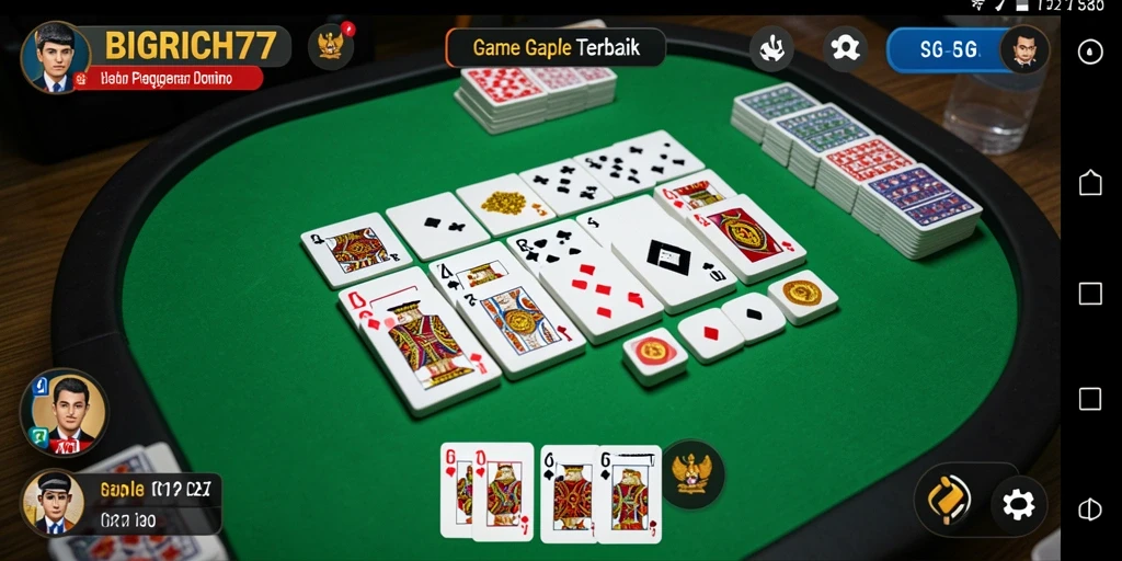 Tampilan gameplay Gaple yang seru dan interaktif di BIGRICH77.