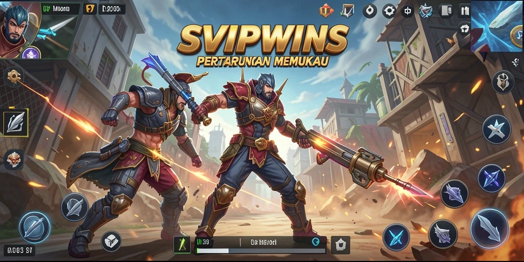Gameplay yang intens dan seru dalam SVIPWINS saat bertempur di arena Battle Royale.